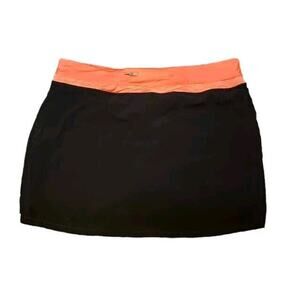 Tangerine L Black Active Athletic Skort Orange Waist Zipper Pocket Compression